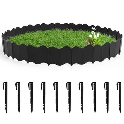 3m Decorative Garden Edging Fence Set (PP Plastic) - Lawn & Flower Bed Border Stakes