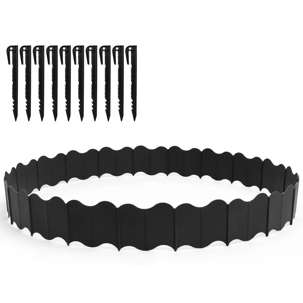 3m Decorative Garden Edging Fence Set PP Plastic Lawn Flower Bed Border Stakes 7