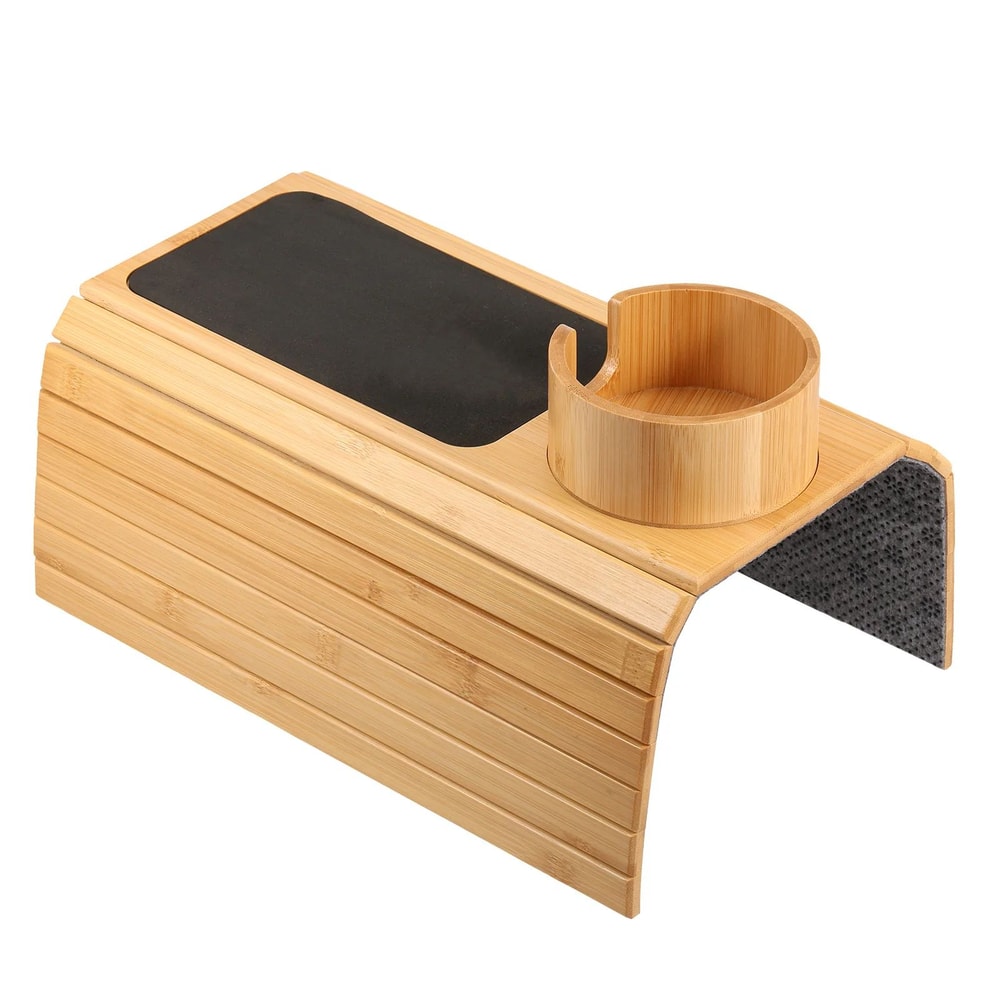 Premium 3in1 Bamboo Sofa Armrest Tray Couch Cup Holder Tray Foldable Multifunctional Armrest Cadd 6