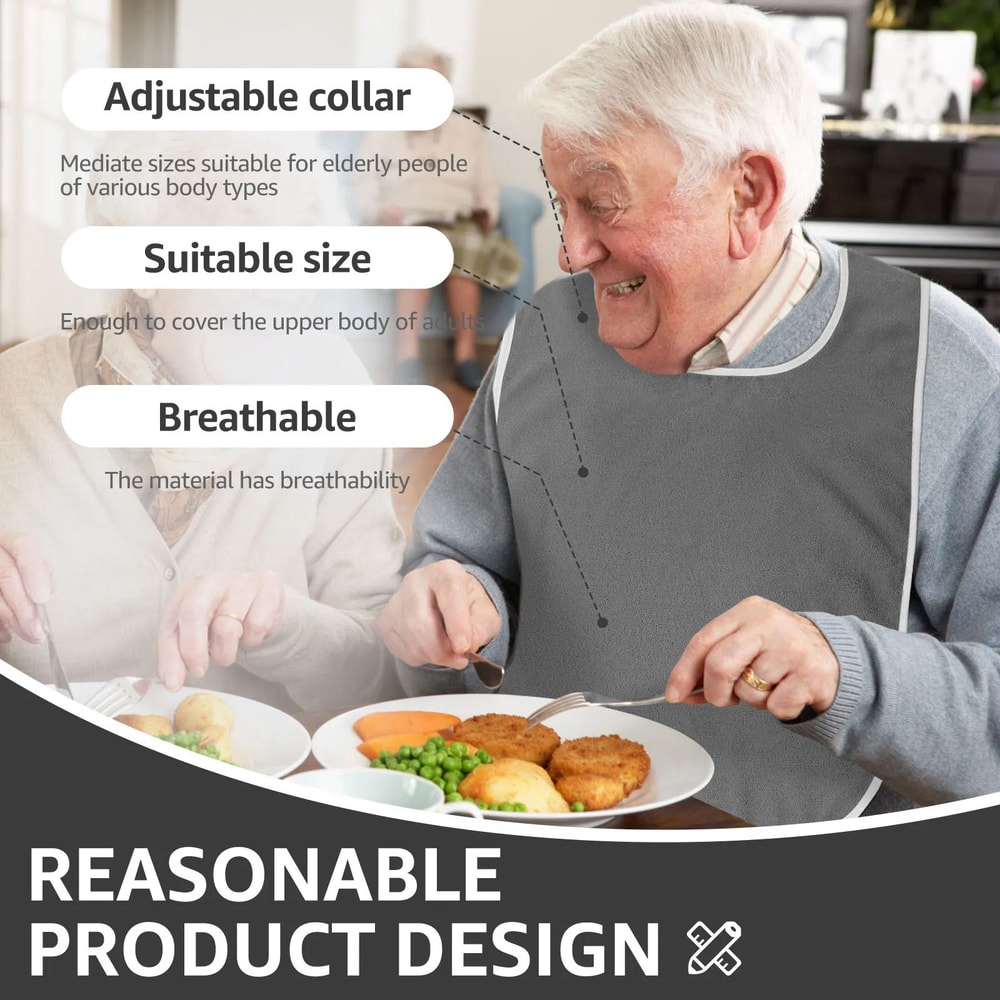 Premium Reusable Adult Feeding Bibs Soft Towel Cloth Adult Bibs For Men Women 412 Pack StainResi 2