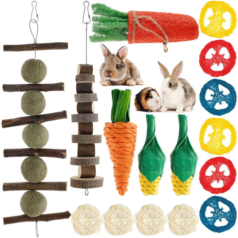 Natural Wood Chew Toy Set For Small Pets Ultimate Hamster Chew Toy Set For Dental Health Play 8