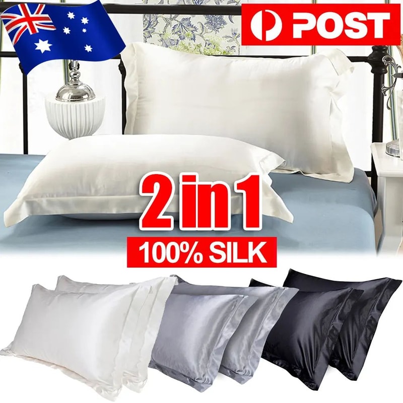 Luxury 100 Pure Mulberry Silk Pillowcases 2Pack Standard Size 19 X 29 Inches 0