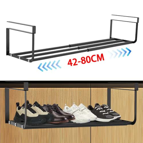 Adjustable Hanging Shoe Rack Organizer for Under Shelves, Expandable Space-Saving Storage