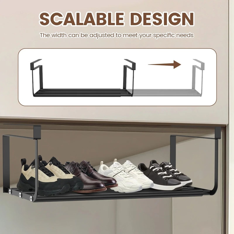 Adjustable Hanging Shoe Rack Organizer For Under Shelves Expandable SpaceSaving Storage 2