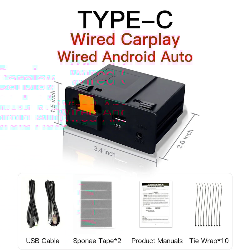 Mazda Wireless CarPlay Android Auto Adapter USB TypeC Retrofit Hub 6