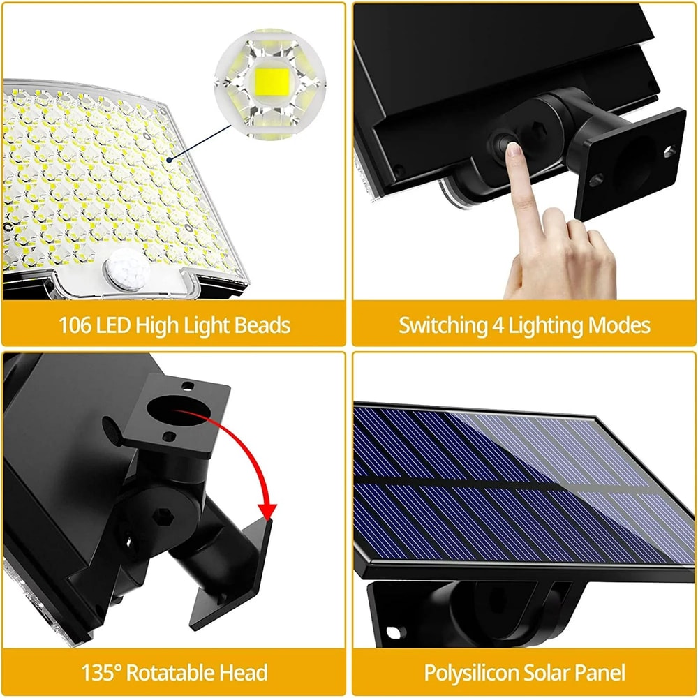 Solar Motion Sensor Flood Light 1620W With Remote Waterproof Outdoor Security Light For Yard Garage 2