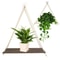 Boho Hanging Plant Shelf Wooden Wall Shelf With Rope Wall Hanging Planter Display Rack 4
