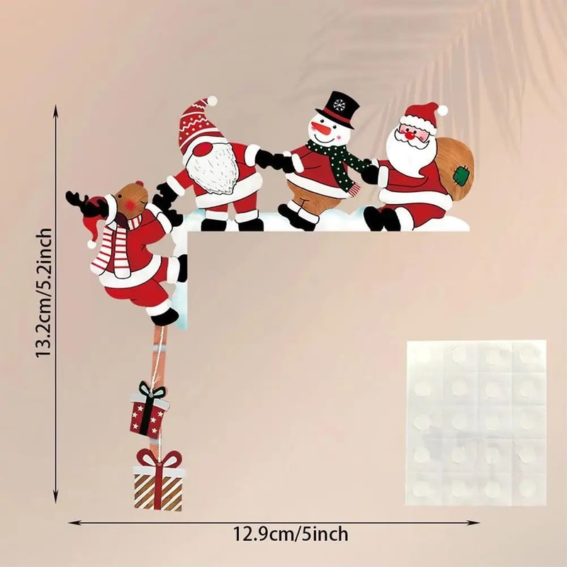 Christmas Door Corner Decor Wooden Santa Friends Door Frame Decoration 1