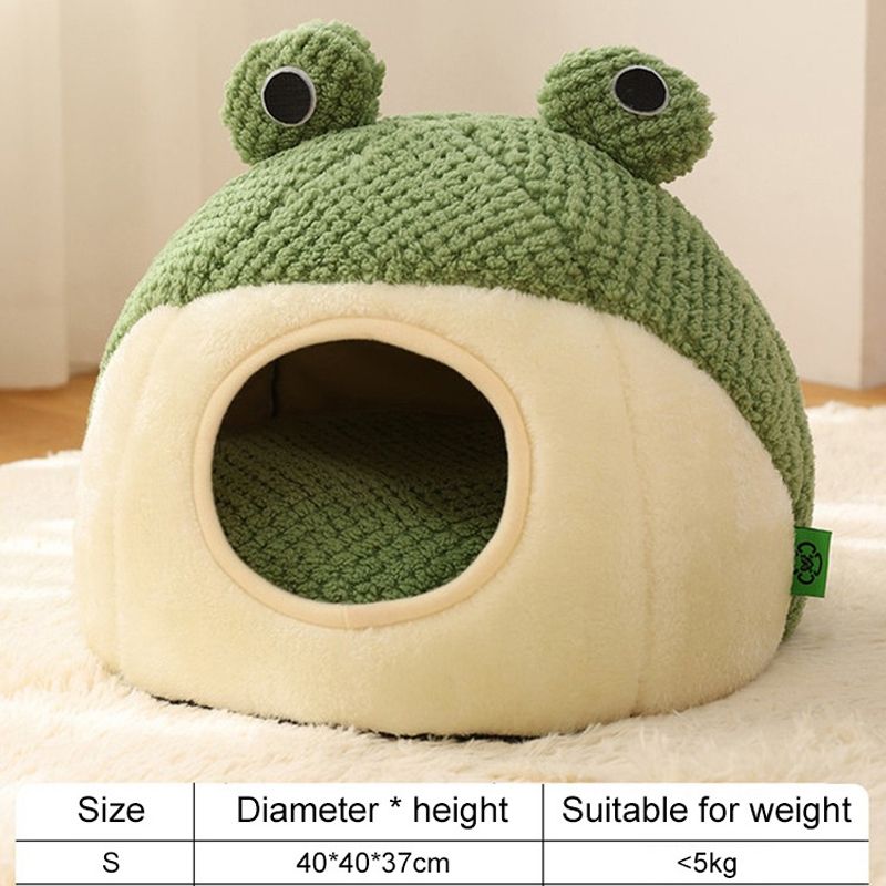 Plush Frog Cozy Pet Nest Warm SemiEnclosed Dog Cat Bed 8