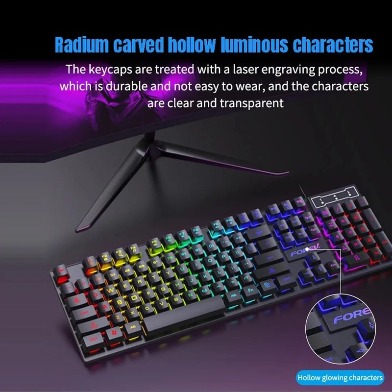 Ultimate RGB USB Wired Keyboard 104Key Mechanical Feel Gaming Keyboard 2