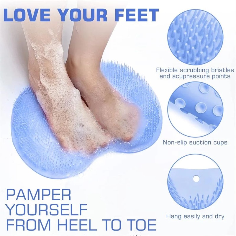 Premium WallMounted Shower Foot Scrubber Mat Exfoliating Back Washer For Deep Clean 3