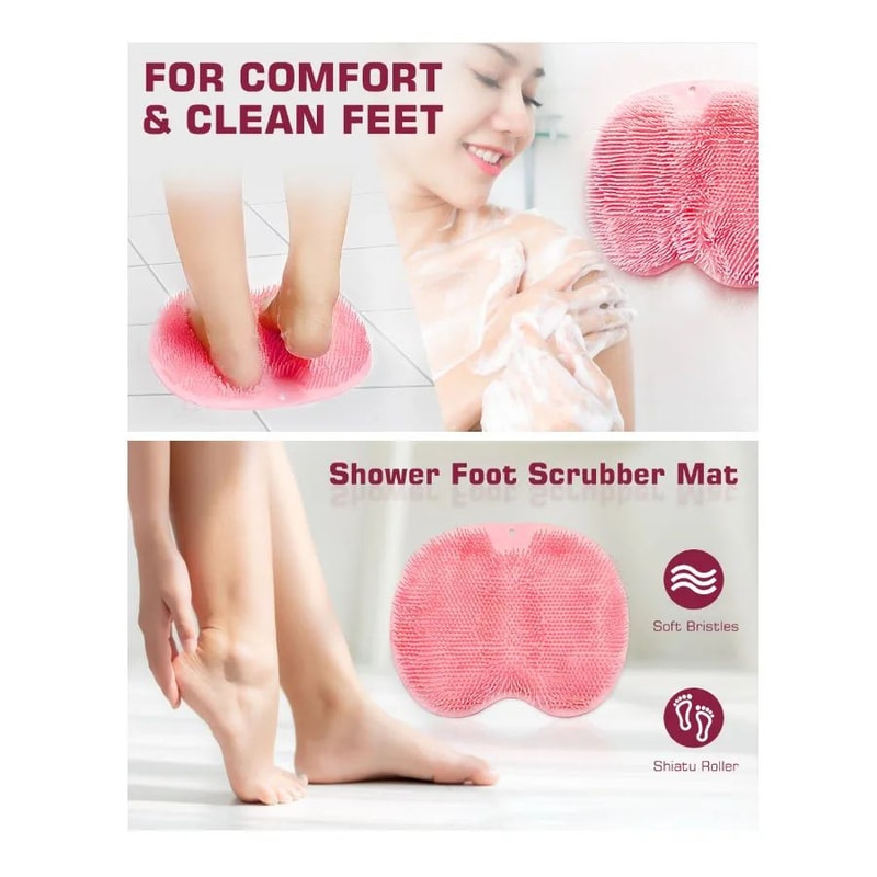 Premium WallMounted Shower Foot Scrubber Mat Exfoliating Back Washer For Deep Clean 5