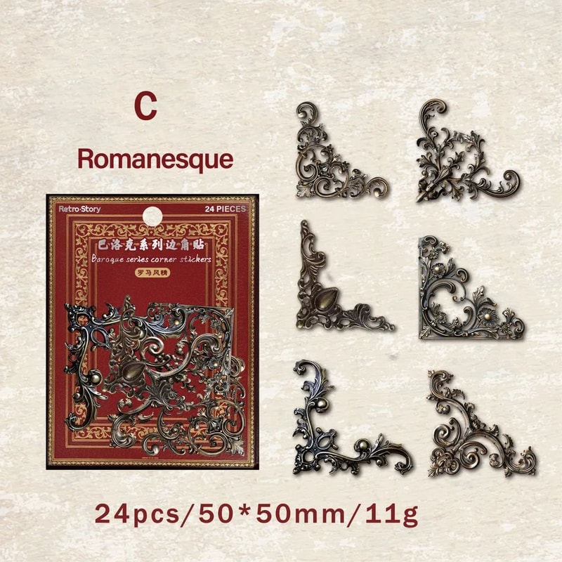 Vintage Corner Photo Frame Stickers 24 Pack For Scrapbooking And Junk Journals 8