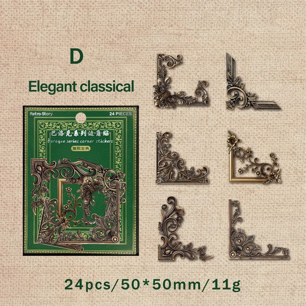 Vintage Corner Photo Frame Stickers 24 Pack For Scrapbooking And Junk Journals 9