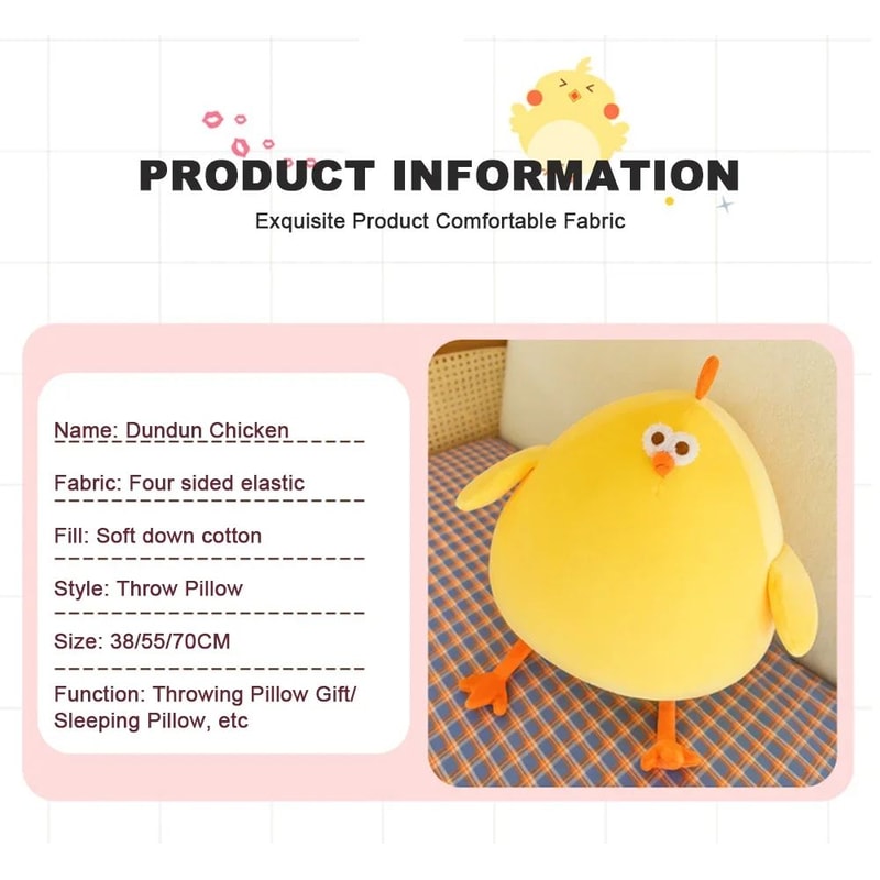 Funny Fat Chicken Plush Pillow Neck Cushion Soft Stuffed Animal Comfort Buddy 6