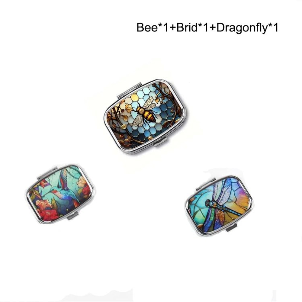 Cute Metal Travel Pill Case Mini Medicine Organizer Box 12