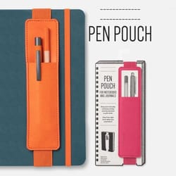 pu leather elastic notebook pen holder pouch – slim journal pen case