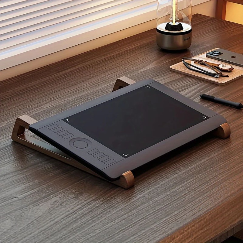 Portable Wooden Laptop Stand Foldable Ergonomic Laptop Riser With 12 Angle Ventilated Triangular 4