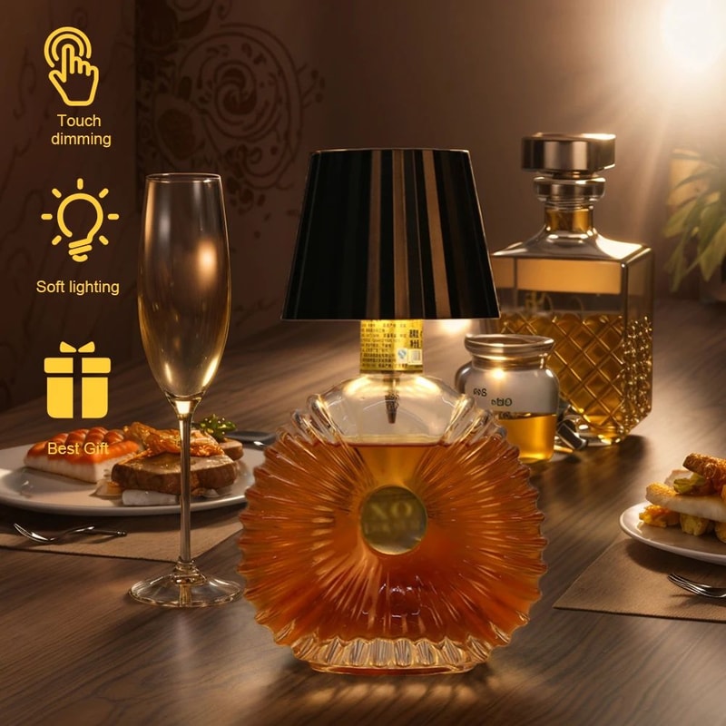 Premium Wireless Bottle Lamp Rechargeable 3Color Portable LED Table Lamp With Touch Dimming 1