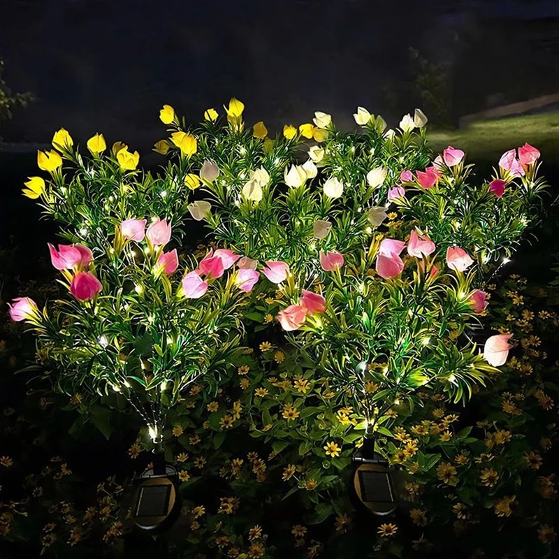 Solar Gardenia Flower Light Warm White Outdoor Solar Garden Lamp For Lawn Garden Decor 4