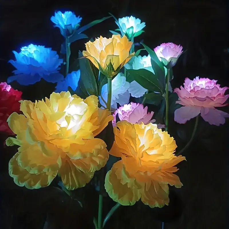 Peony Glow Solar Garden Lights 3Head Solar Garden Lights Outdoor Pathway Decor 10