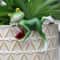 Tipsy Green Frog Flower Pot Hanger With Wine Glass Whimsical Garden Ornament 1