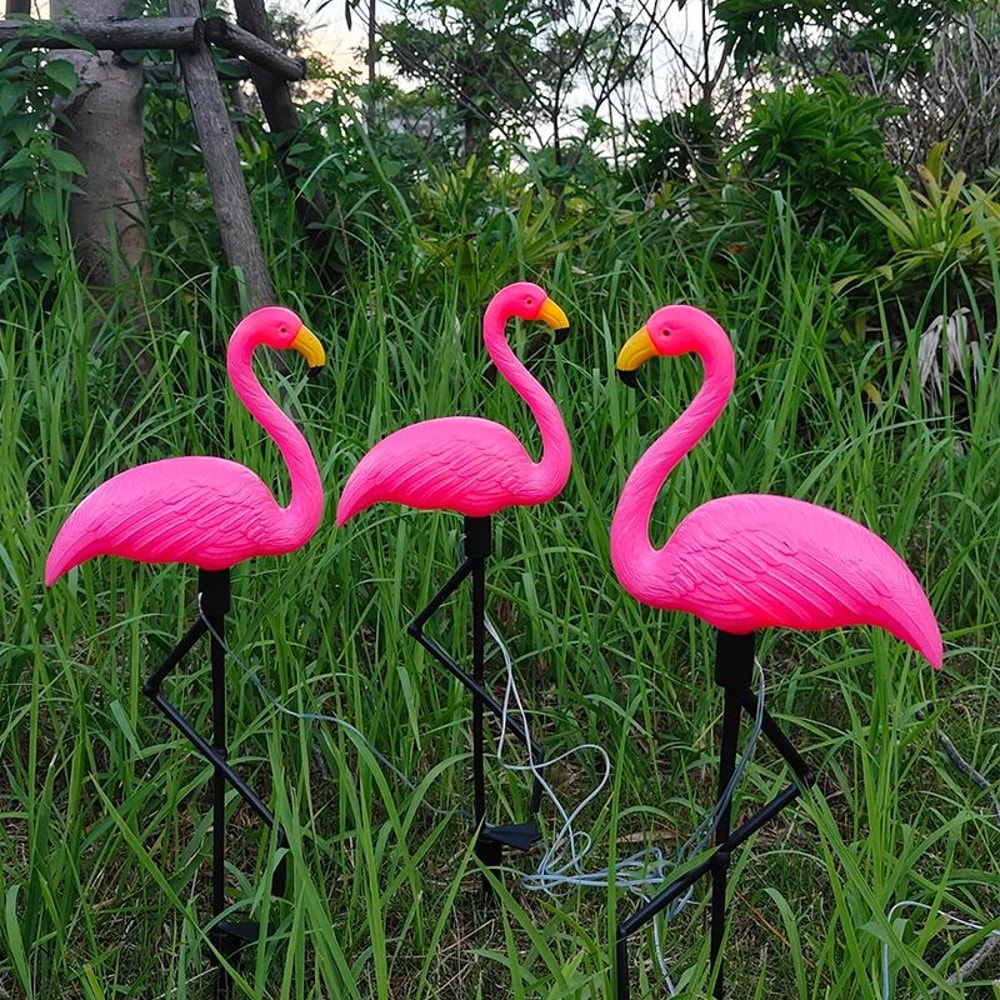 Solar Flamingo Garden Lights Waterproof LED Outdoor Pathway Stake Decor 3