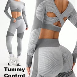 womens seamless yoga & running set – breathable sports bra and high-waist fitness leggings (2-piece)