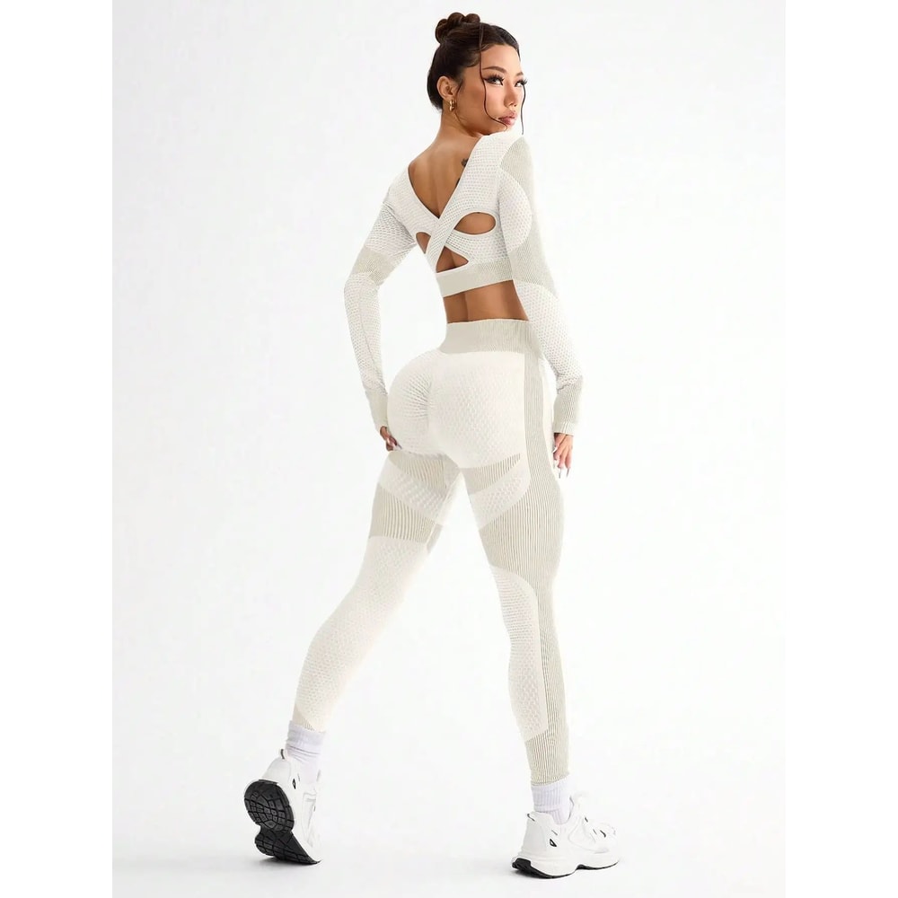 Womens Seamless Yoga Running Set Breathable Sports Bra And HighWaist Fitness Leggings 2Piece 2