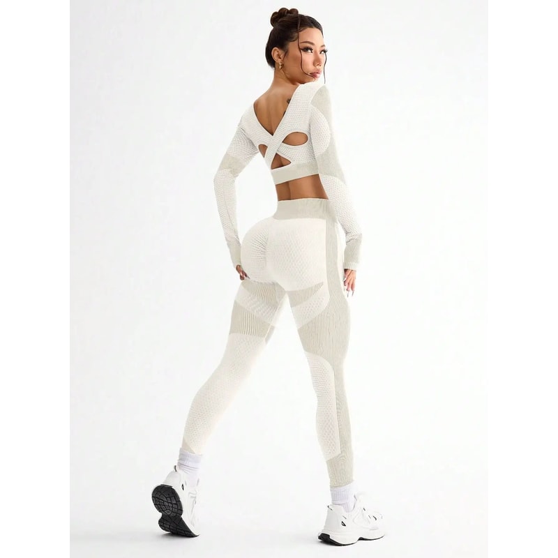 Womens Seamless Yoga Running Set Breathable Sports Bra And HighWaist Fitness Leggings 2Piece 2