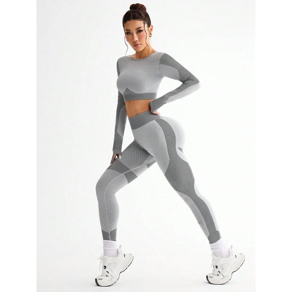 Womens Seamless Yoga Running Set Breathable Sports Bra And HighWaist Fitness Leggings 2Piece 5