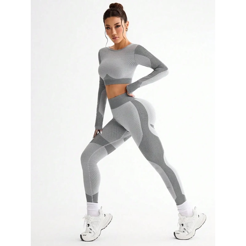 Womens Seamless Yoga Running Set Breathable Sports Bra And HighWaist Fitness Leggings 2Piece 5