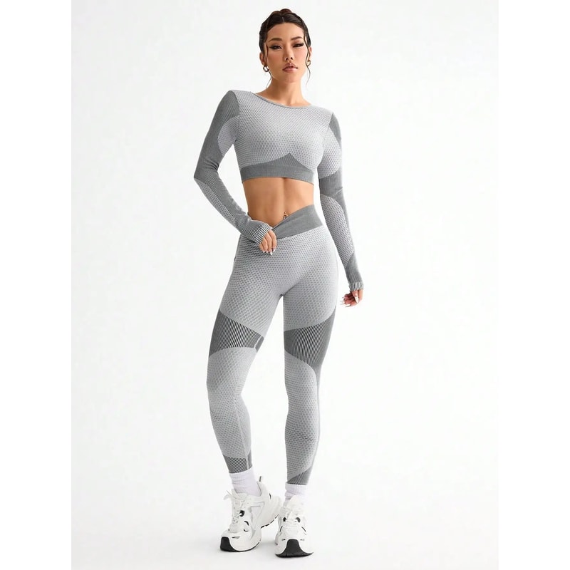 Womens Seamless Yoga Running Set Breathable Sports Bra And HighWaist Fitness Leggings 2Piece 8