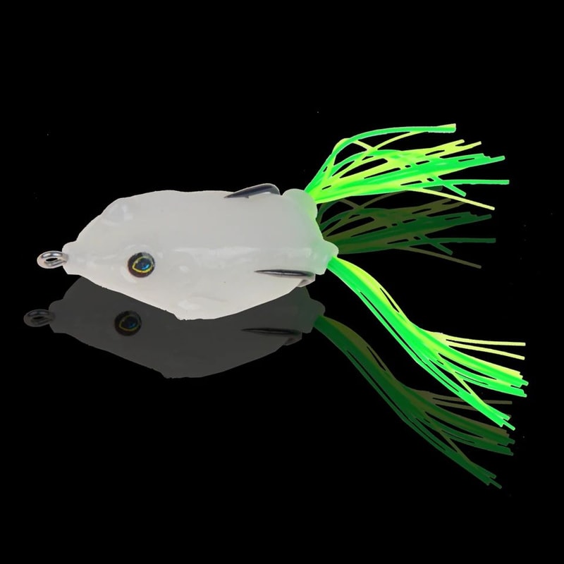 Premium Topwater Frog Fishing Lure NightLight Soft Plastic Bait With Treble Hooks 4