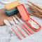 EcoLite 4Piece Portable Travel Cutlery Set Sustainable EcoFriendly Wheat Straw Tableware With Case 5