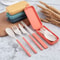 EcoLite 4Piece Portable Travel Cutlery Set Sustainable EcoFriendly Wheat Straw Tableware With Case 5