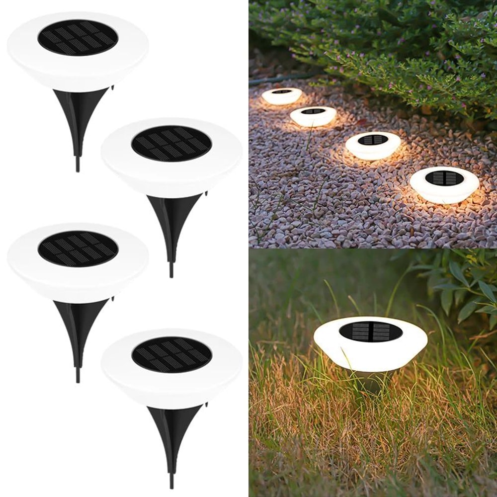 SolarGlow 14LED Solar Ground Lights Waterproof Outdoor Landscape Pathway Lights 4Pack 7