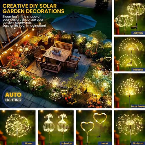 Solar Firework Garden Lights – Waterproof Outdoor Fairy Pathway & Patio Decor