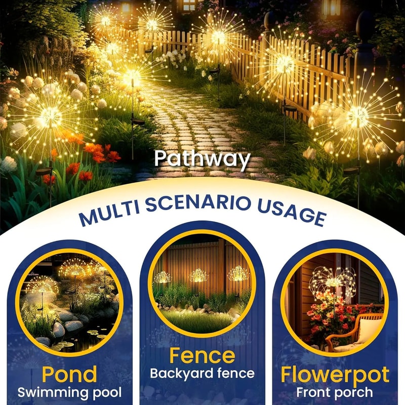 Solar Firework Garden Lights Waterproof Outdoor Fairy Pathway Patio Decor 1