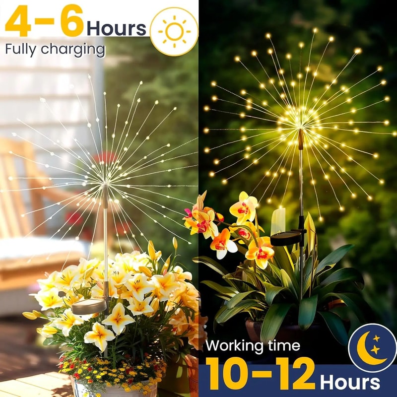Solar Firework Garden Lights Waterproof Outdoor Fairy Pathway Patio Decor 3