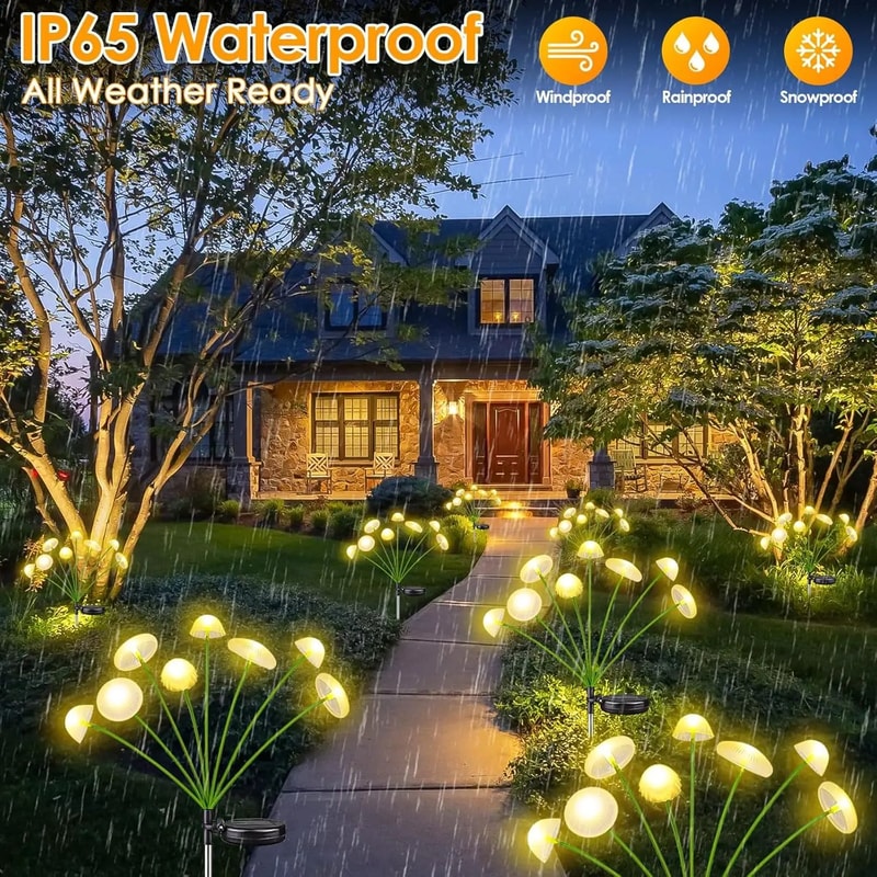 Solar Mushroom Garden Lights Dual Mode Waterproof LED Pathway Decor 5