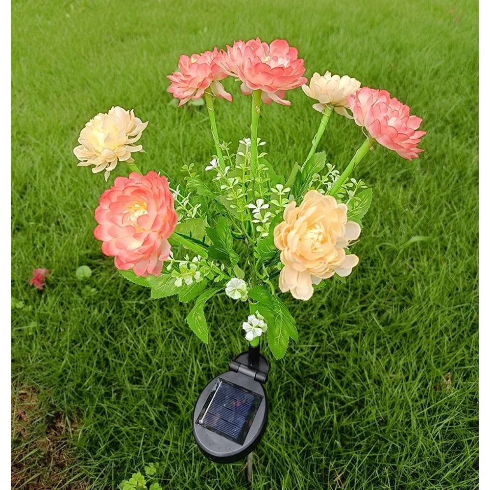 Solar Snow Lotus Garden Light Waterproof Solar Flower Stake For Outdoor Pathway Patio Decor 3