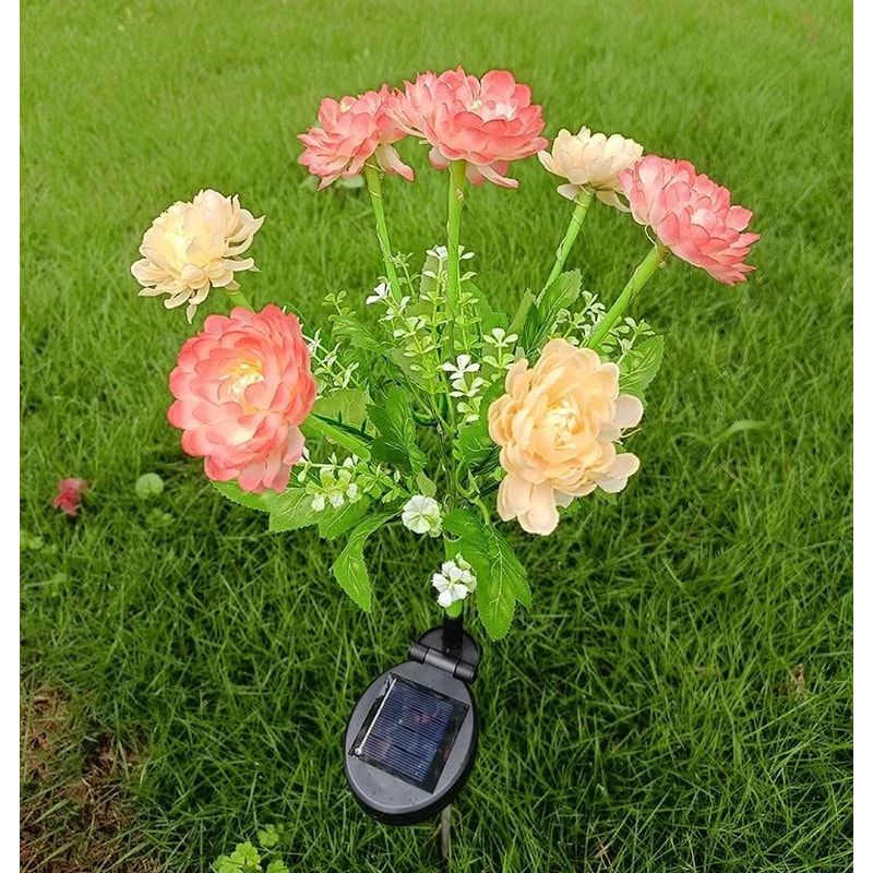 Solar Snow Lotus Garden Light Waterproof Solar Flower Stake For Outdoor Pathway Patio Decor 3