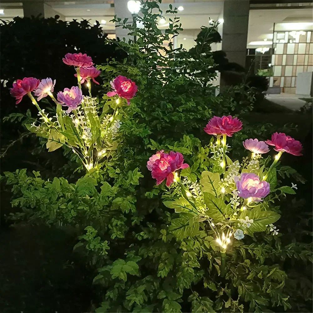 Solar Snow Lotus Garden Light Waterproof Solar Flower Stake For Outdoor Pathway Patio Decor 6