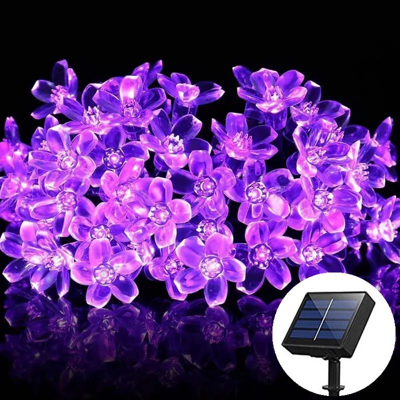 Solar Sakura Fairy Lights Waterproof Cherry Blossom Outdoor String Lights For Garden Wedding Deco 7