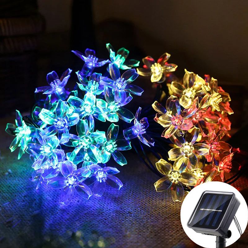 Solar Sakura Fairy Lights Waterproof Cherry Blossom Outdoor String Lights For Garden Wedding Deco 9