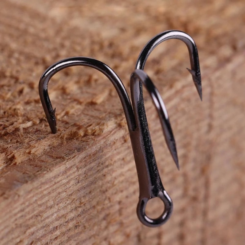 10Pack High Carbon Steel Treble Fishing Hooks Overturned Round Bend For Bass 0