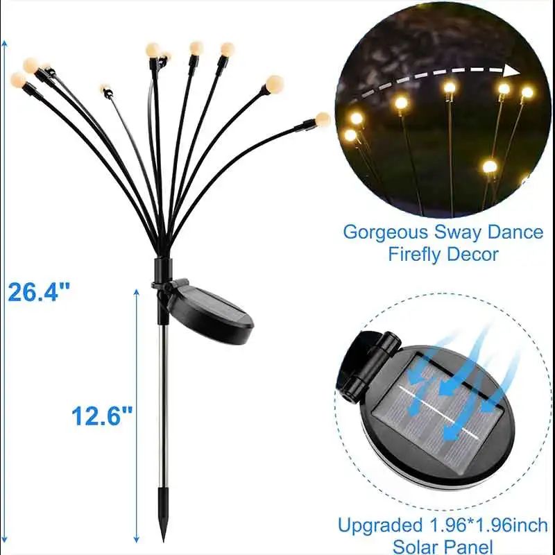 Solar Firefly Garden Lights Waterproof Swaying LED Outdoor Decor 5