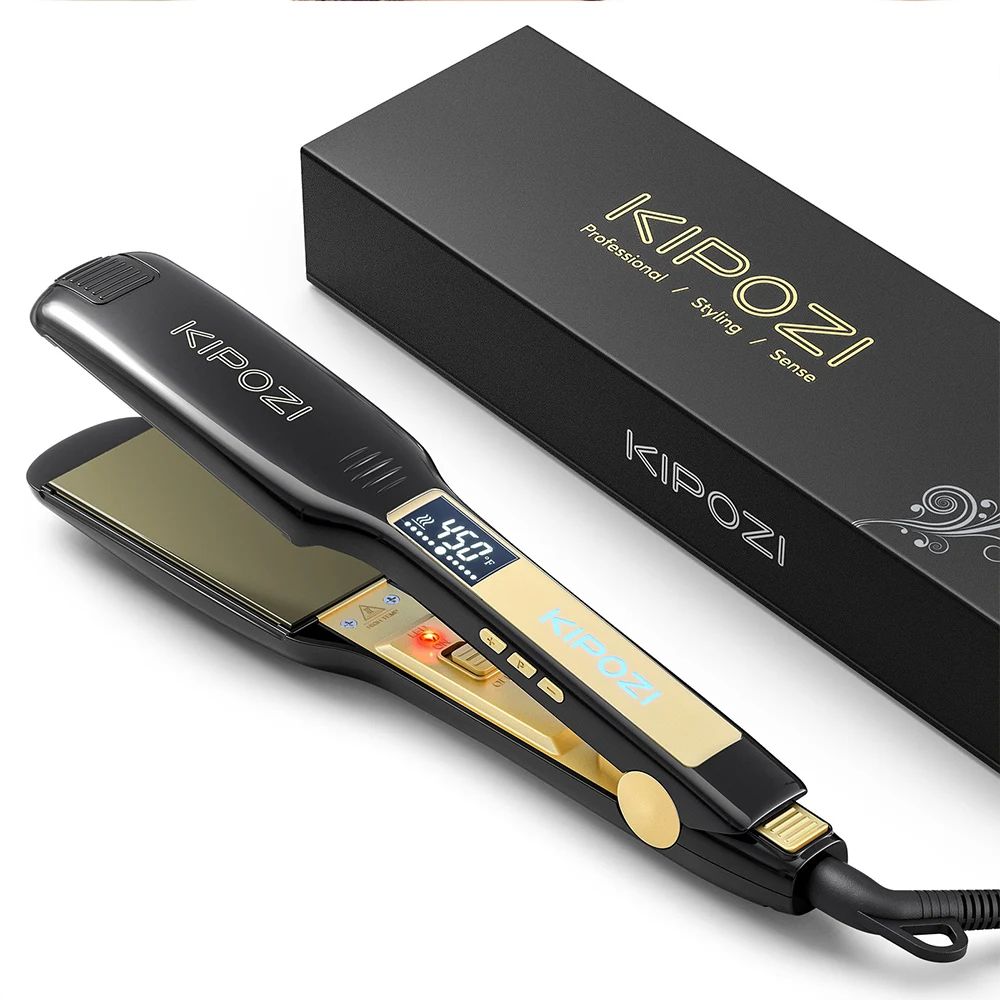 KIPOZI Titanium Pro Digital Flat Iron Hair Straightener With LCD Dual Voltage 0