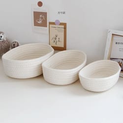 nordic cotton rope storage basket set, woven desktop organizer basket for vanity, entryway, and home